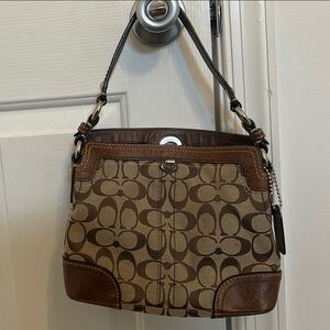 Coach 10980 Chelsea Signature Turnlock Shoulder Bag Brown Canvas Hobo Bag Purse